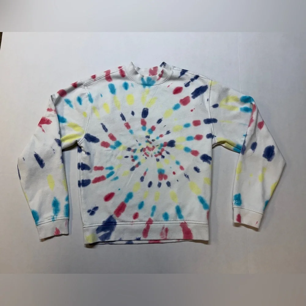 DSG Brand Extra Small White Pink Blue Yellow Swirl‎ Tie Dye Crewneck